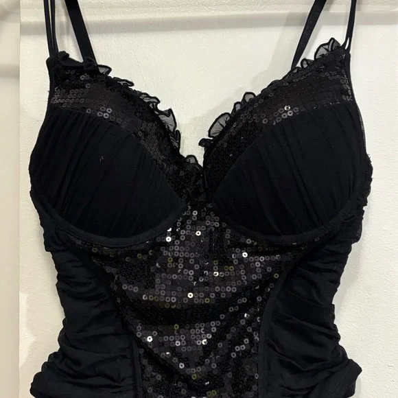 Black Sequin Women's Bra - Picture 1 of 8